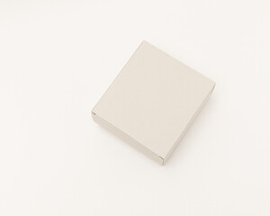 white cardboard box on white background top view