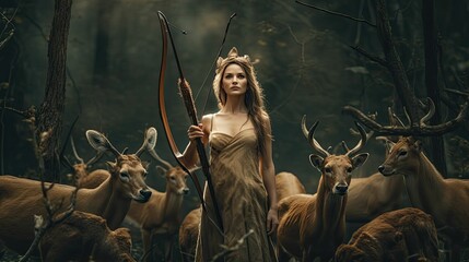 The Divine Huntress: Goddess Artemis, Protector of the Wilderness by Generative AI