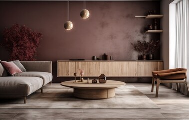 Naklejka na ściany i meble Beautiful Elegant living room interior with luxury furniture. Generative AI