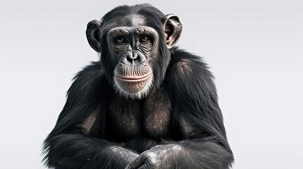 Chimpanzee on a white background, generative ai, generative, ai