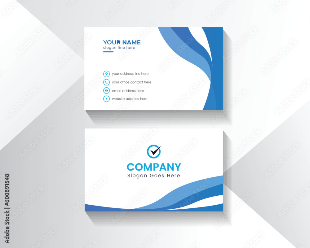 Wall mural modern creative business card, blue corporate business card name card template horizontal simple cle