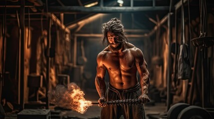 Fototapeta na wymiar Forger of the Gods: Hephaestus, the Mighty God of Blacksmiths and Artisans by Generative AI