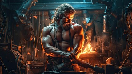 Master Craftsman: Hephaestus, the Greek God of Fire and Metalworking by Generative AI