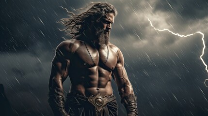 Fototapeta na wymiar God of the Sky: Zeus, the Ruler of the Heavens and Weather in Ancient Mythology by Generative AI