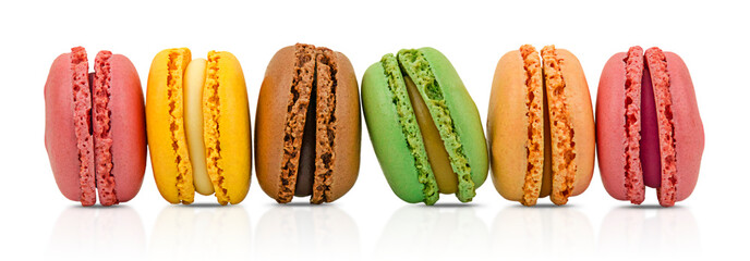 French macaroons isolated on a transparent background