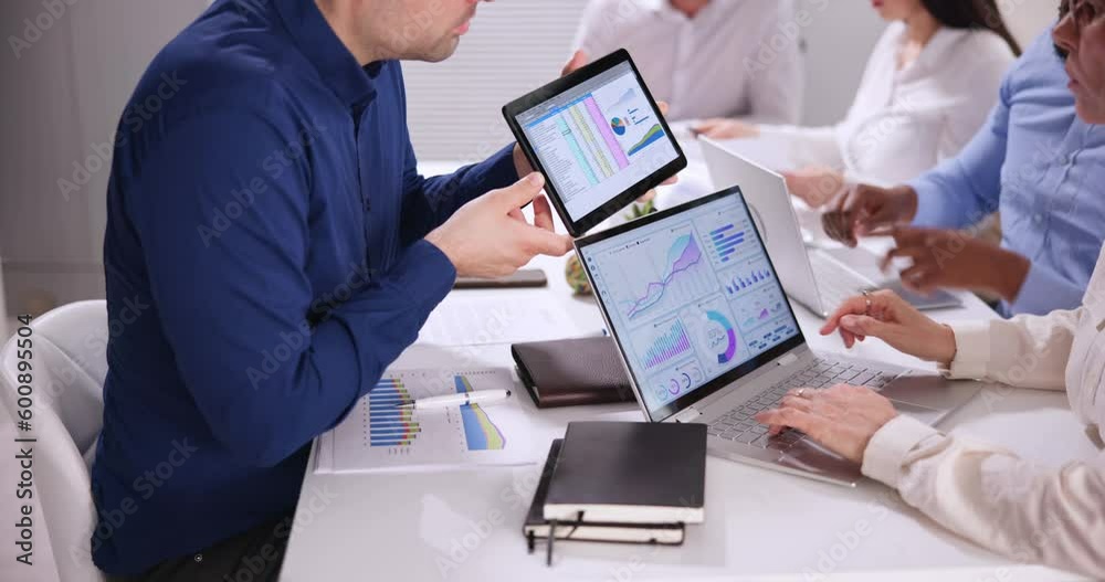 Poster Business People Working On Dashboard Using Computer