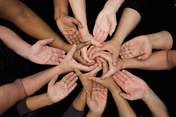 diversity and inclusion hands of peace.  women uniting for social justice  - obrazy, fototapety, plakaty