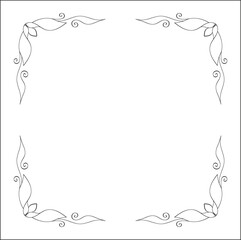 Elegant black and white monochrome ornamental border for greeting cards, banners, invitations. Vector frame for all sizes and formats. Isolated vector illustration.	