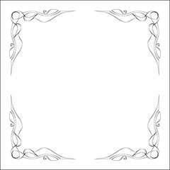 Elegant black and white monochrome ornamental border for greeting cards, banners, invitations. Vector frame for all sizes and formats. Isolated vector illustration.	