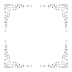 Fototapeta premium Elegant black and white monochrome ornamental border for greeting cards, banners, invitations. Vector frame for all sizes and formats. Isolated vector illustration. 
