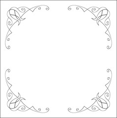 Elegant black and white monochrome ornamental border for greeting cards, banners, invitations. Vector frame for all sizes and formats. Isolated vector illustration.	