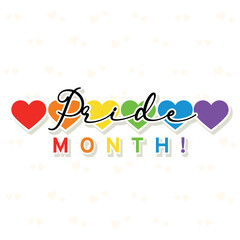 Group of heart shapes with lgbt flag colors Pride month Vector