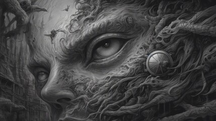 image generated by artificial intelligence, You wake up in a nightmare world where all your worst nightmares have come true. You will have to fight your fears and find a way to escape