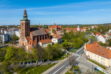 Fototapeta na wymiar Drone view of the medieval town of Lidzbark Warminski in northern Poland