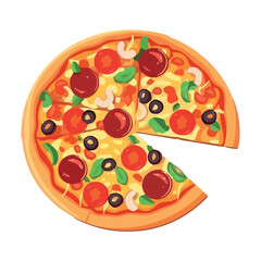Gourmet pizza slice with mozzarella and salami