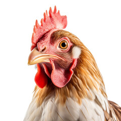 chicken face shot isolated on transparent background cutout - obrazy, fototapety, plakaty