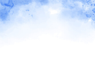 Obraz premium Artistic, abstract sky blue, cyan, navy watercolor background with splashes with mist fog effect