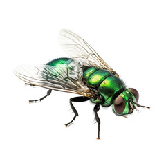 common green bottle fly standing , isolated on transparent background cutout