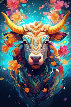 Animal abstract pattern hd wallpaper, bright colorful style, ai generative