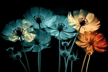 bloom floral spring xray flower nature blossom background leaf beautiful wallpaper. Generative AI.