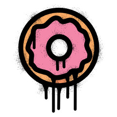 Graffiti donuts icon with spray paint