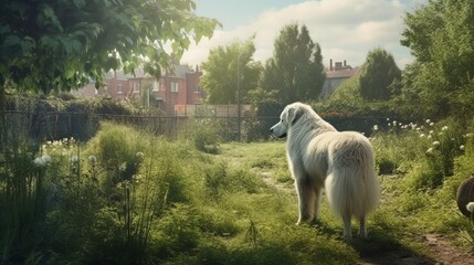 Obraz premium A curious dog sniffing around a park. AI generated