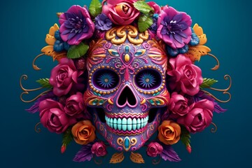 Vibrant Mexican Day of the Dead Celebration, Generative AI