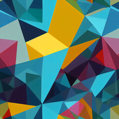 abstract painting with very bright squares lines and jagged edges and straight lines