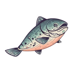cute fish cartoon illustration