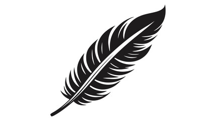 Feather icon. Vector silhouette logo on white background