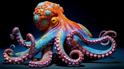 A curious octopus changing shape and color. AI generated