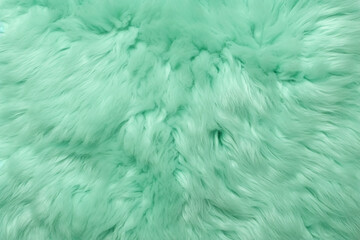 Obraz premium Very peri mint color sheep fur sheepskin rug background Wool texture. AI generative