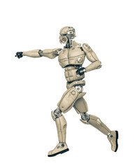 robot test is doing a karate pose