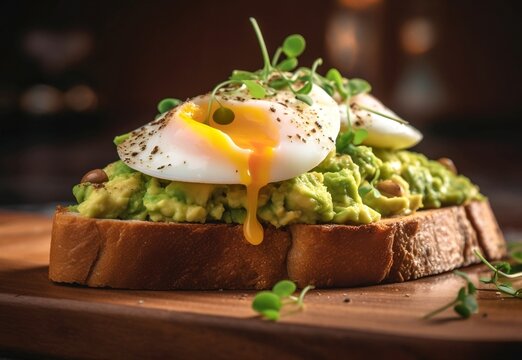 Whole grain toast with avocado and eggs
