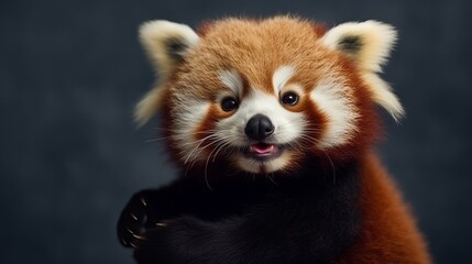 A cute red panda grooming itself. AI generated