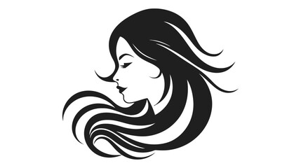 Beautiful silhouette of girl, woman. Salon logo, vector illustration on white background