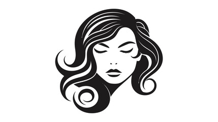 Beautiful silhouette of girl, woman. Salon logo, vector illustration on white background