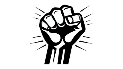 Hands clenched, power, strength icon, logo. Vector fist up illustration on white background