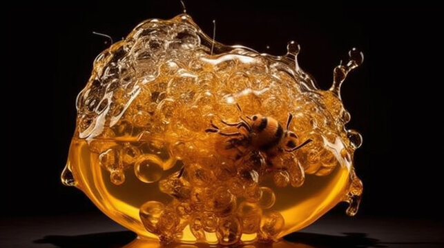 Honey bee illustration. World honey bee day concept. Generative AI.