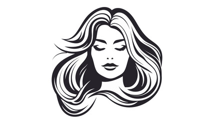 Beautiful silhouette of girl, woman. Salon logo, vector illustration on white background