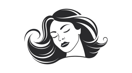 Beautiful silhouette of girl, woman. Salon logo, vector illustration on white background