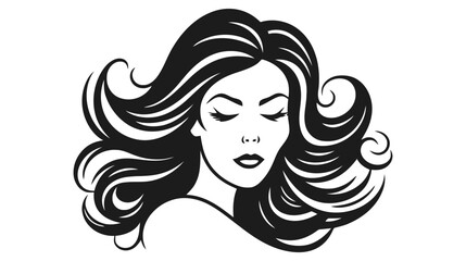 Beautiful silhouette of girl, woman. Salon logo, vector illustration on white background