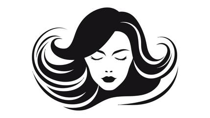Beautiful silhouette of girl, woman. Salon logo, vector illustration on white background