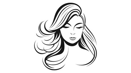 Beautiful silhouette of girl, woman. Salon logo, vector illustration on white background