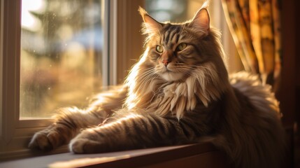 Majestic Maine Coon in the Sunlight