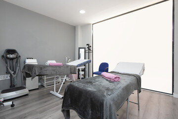 Modern cabin of beauty clinic with stretchers