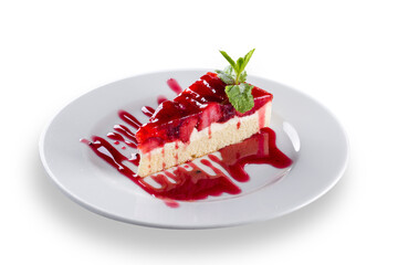 Piece of Cake on the Plate Isolated On Transparent Background