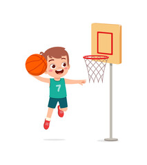 little kid play basketball and feel happy © Colorfuel Studio
