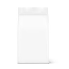 Quad sealed bag mockup. Front view. Vector illustration isolated on white background. High realistic detail. Ready for your design. Suite for the presentation of coffee, food, for pets, household, etc