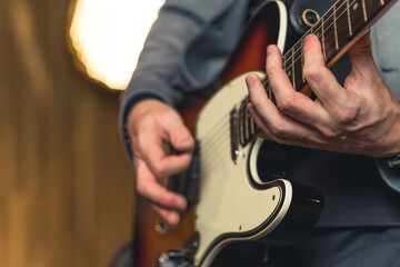 Young musicians practising the song in rehearsal room. High quality photo